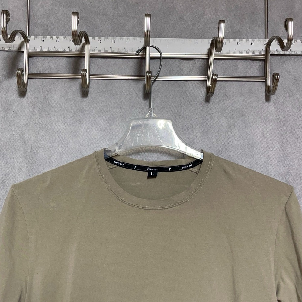 Public Rec Shirt Men L Beige Go To Tee Black Crewneck Soft Pima Cotton Stretch